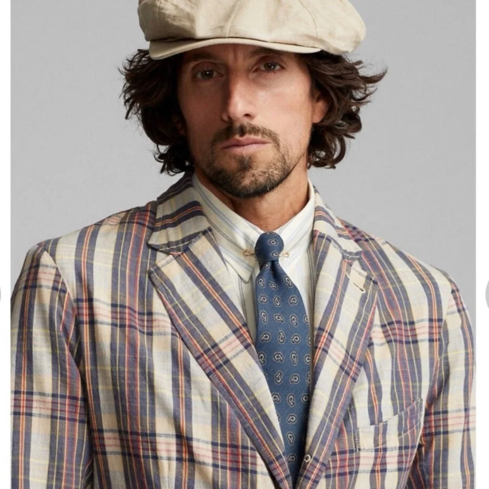Ralph Lauren Double RL Unconstructed Madras Plaid Blazer